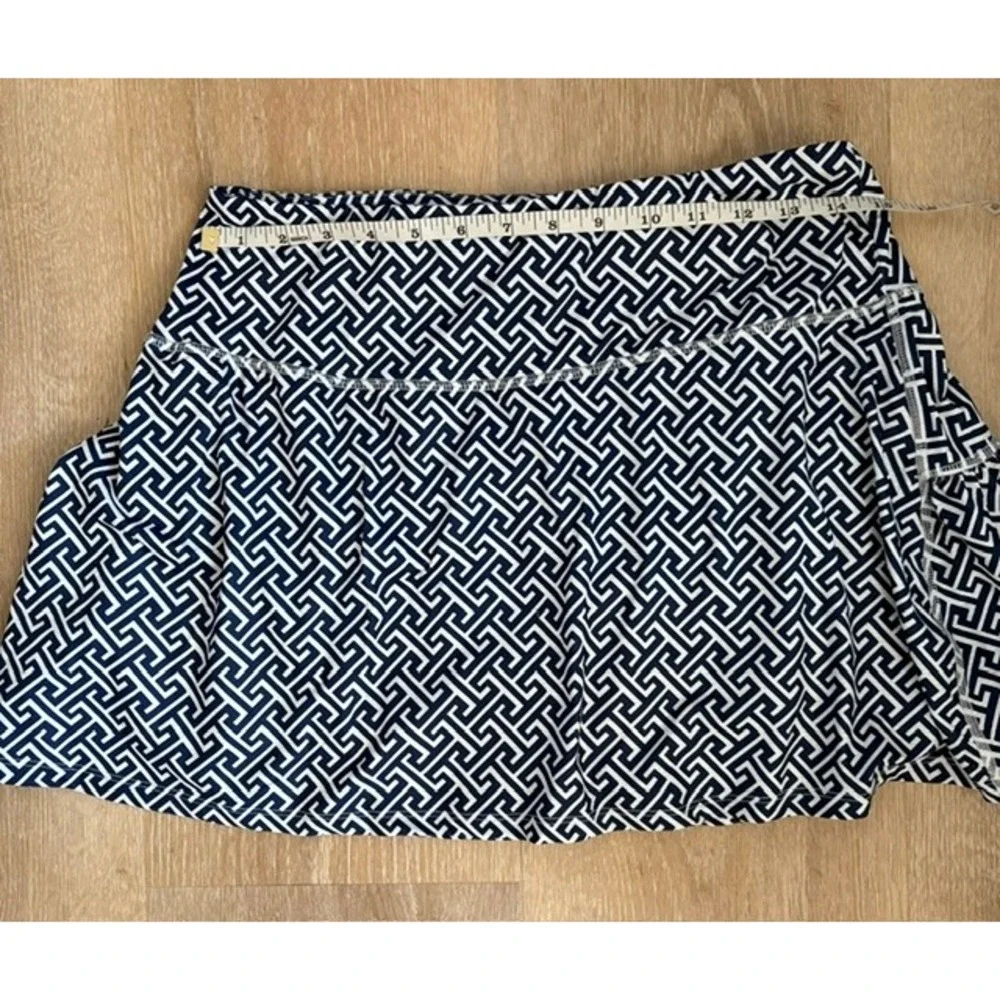 Gottex Womens Navy White Geometric Greek Key Print Athletic Tennis‎ Skort Large